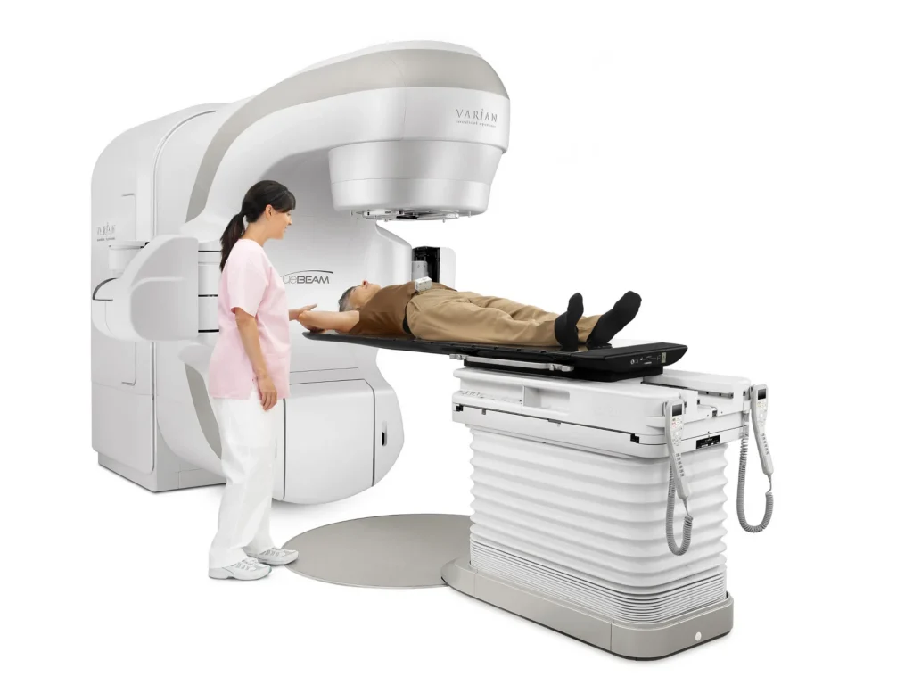 MyVarian Tru Beam equipment with patient and technician