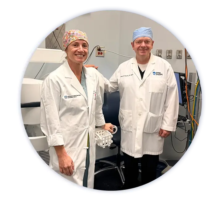 Dr. Scott and a general surgeon post-robotic surgery